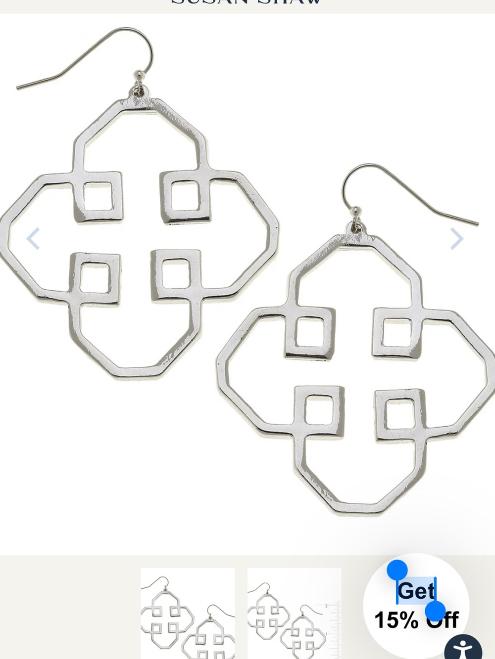 Susan Shaw Geometric Silver Drop Earrings